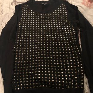 Black sweater with gold beads